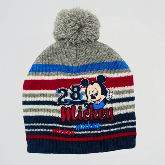 Striped Mickey Mouse Grey Fleece Ice Cap
