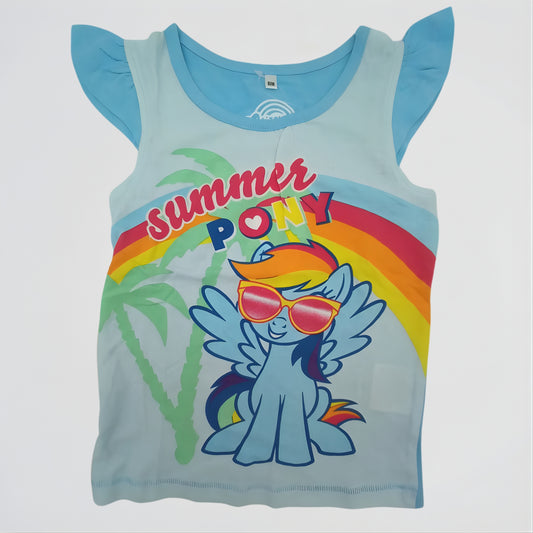 Summer Pony Light Blue Cotton T-Shirt
