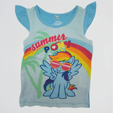 Summer Pony Light Blue Cotton T-Shirt