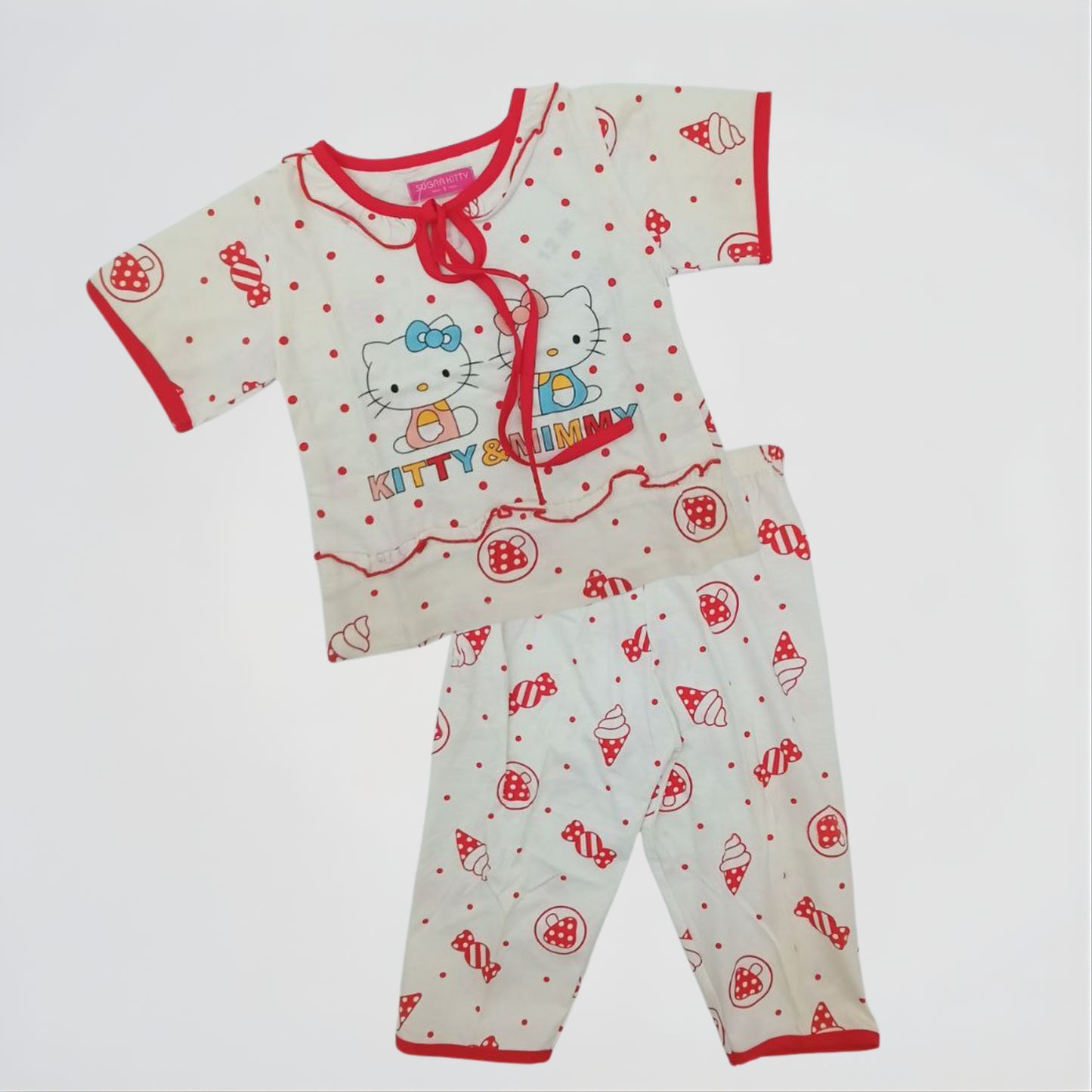 Hello Kitty White/Red Cotton Pyjama Set