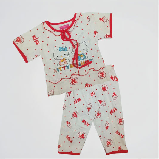 Hello Kitty White/Red Cotton Pyjama Set