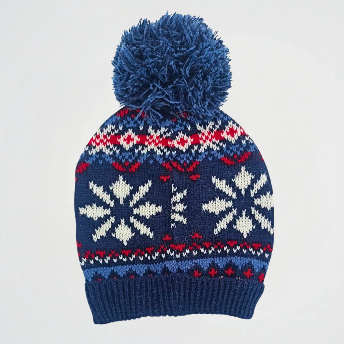Snow Crystal Navy Wool Ice Cap