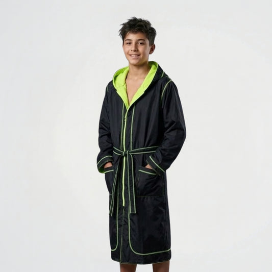 Basic Black & Neon Green Waterproof Swim Robe