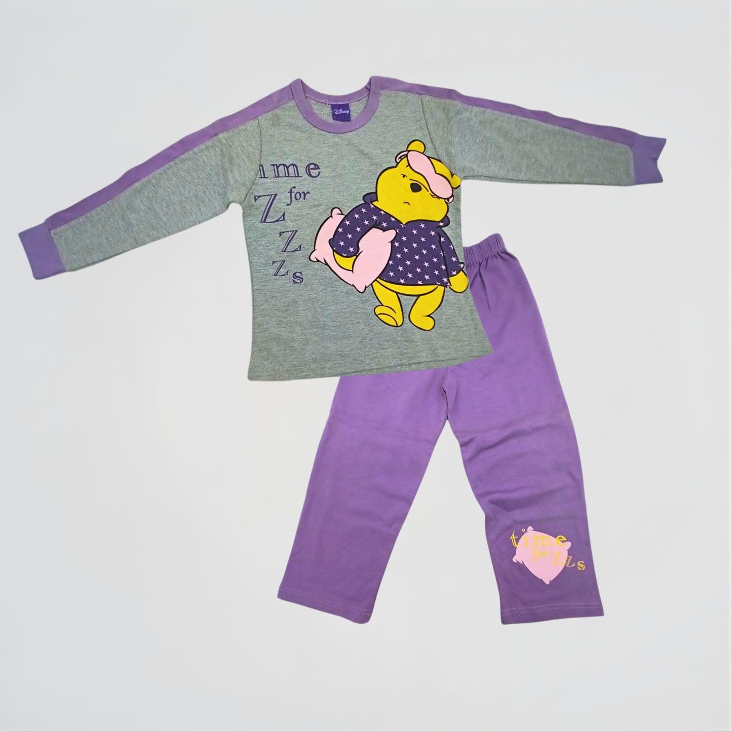 Sleepy Pooh Purple Cotton Pyjama Set