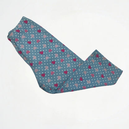 Hearts Pattern Light Blue Cotton Pyjama Pants
