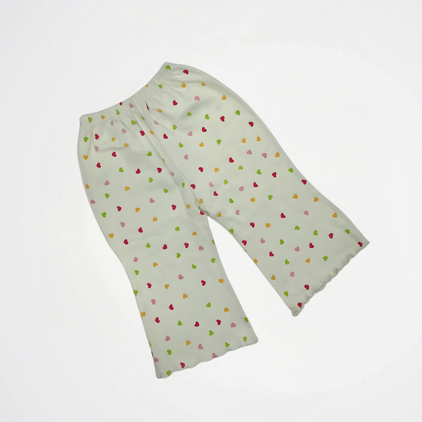 Hearts Pattern Off White Cotton Pyjama Pants
