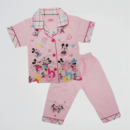Minnie And Mickey ABC Pink Cotton Pyjama Set