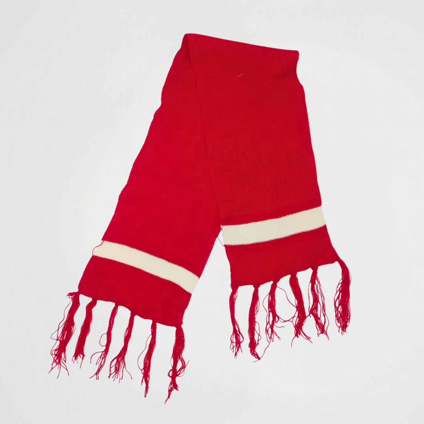 Basic Striped Red Knitwear Scarf