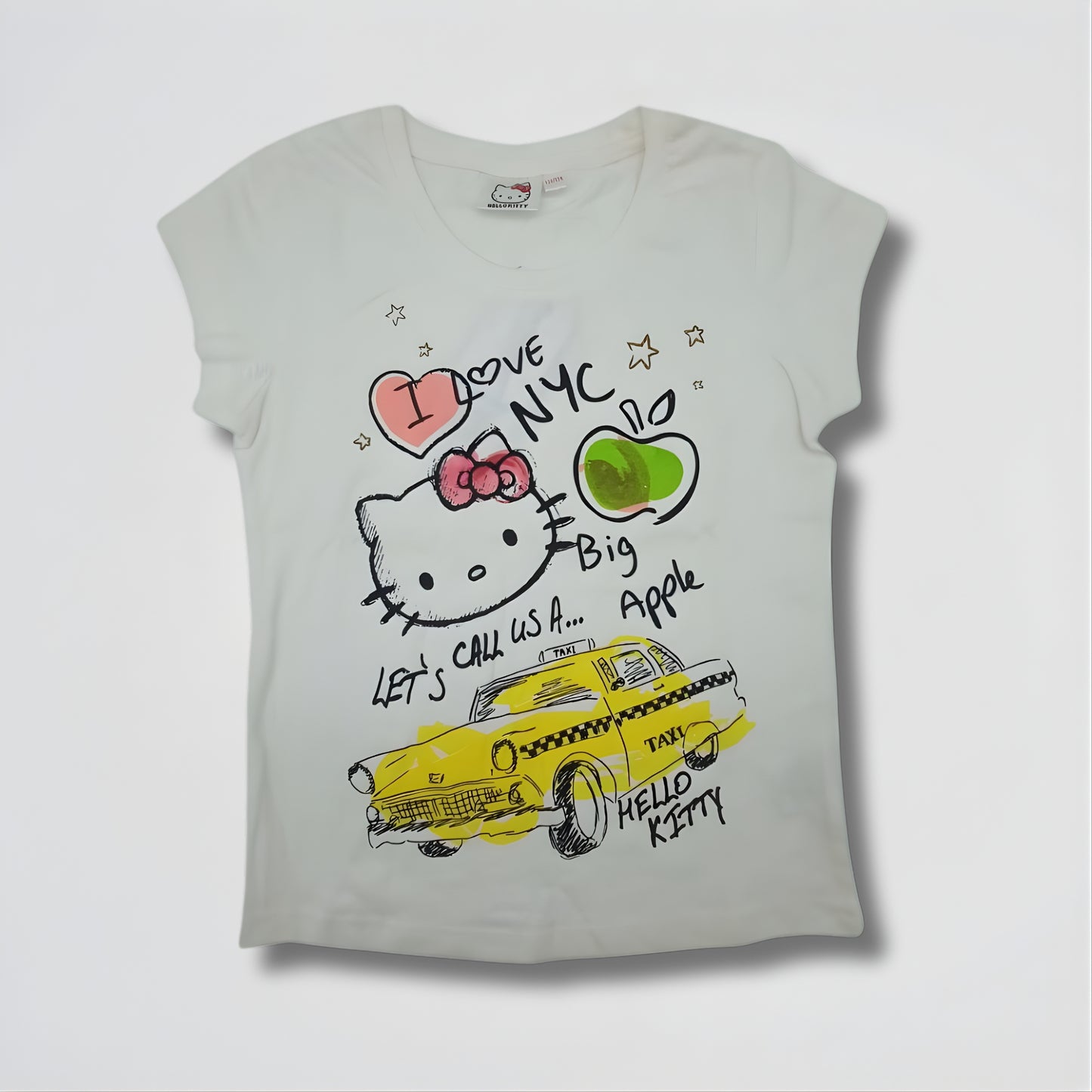 Hello Kitty Taxi White Cotton T-Shirt
