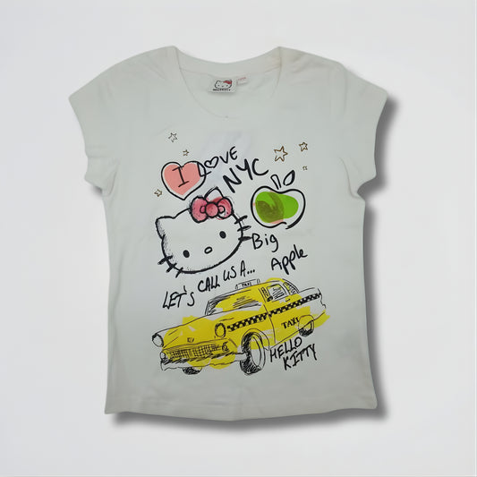 Hello Kitty Taxi White Cotton T-Shirt