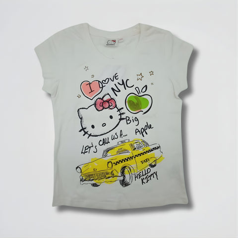Hello Kitty Taxi White Cotton T-Shirt
