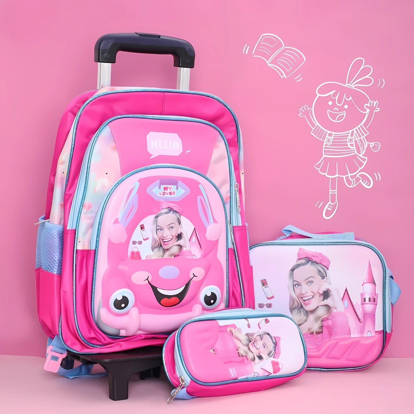 Barbie Backpack/Trolley Bag School Set (Model 4)