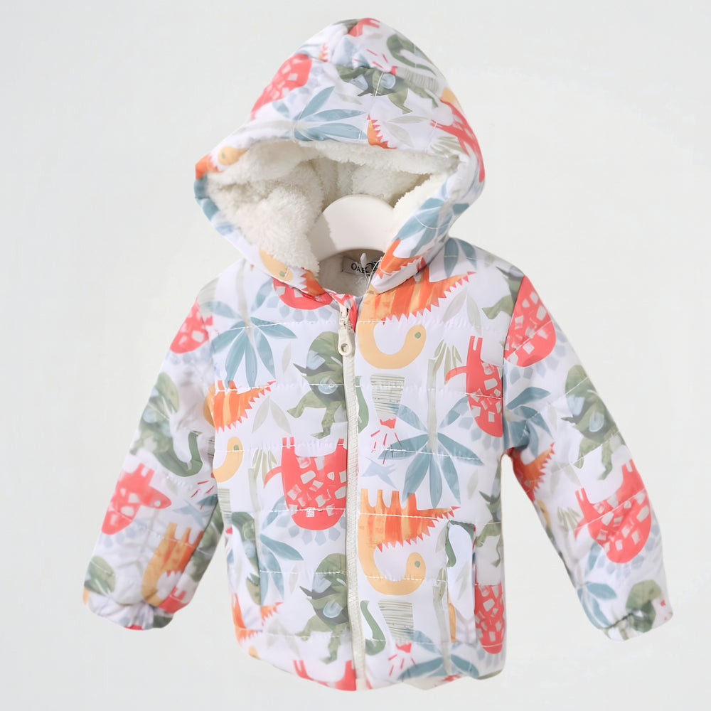 Dinosaurs White Lined Puffer Jacket (Model 2)