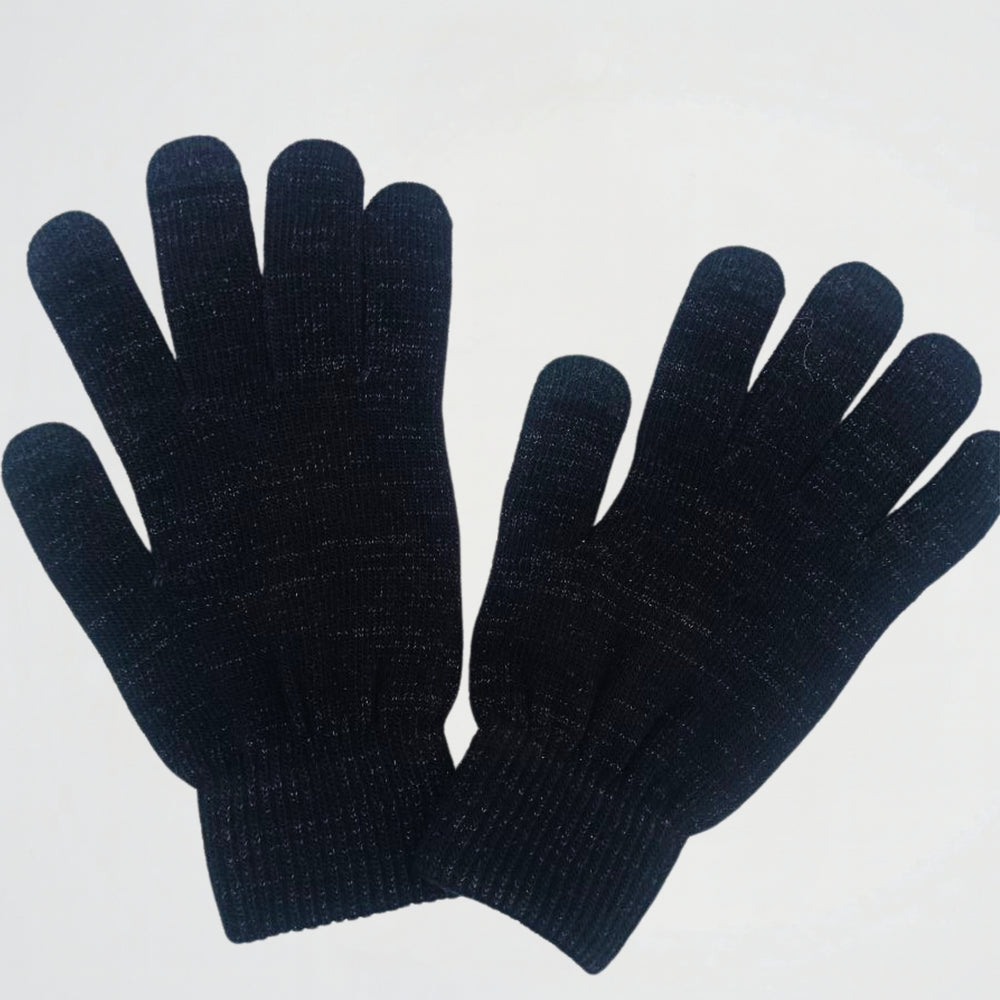 Space Black Wool Gloves