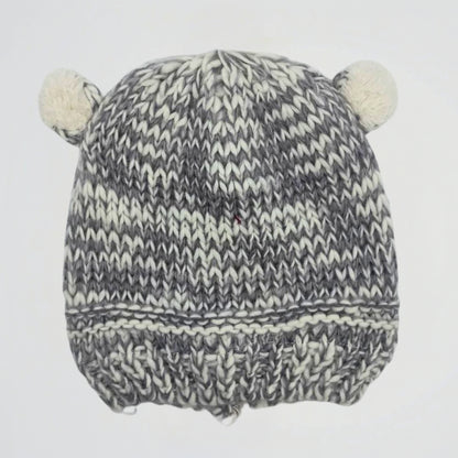 Bunny Ears Grey Wool Ice Cap