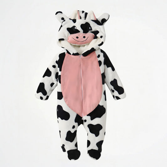 Cow White Fleece Hooded Onesies