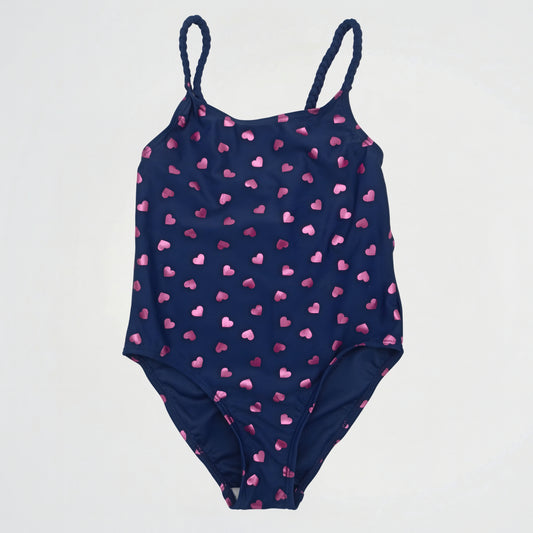 Hearts Pattern Navy Swimsuit