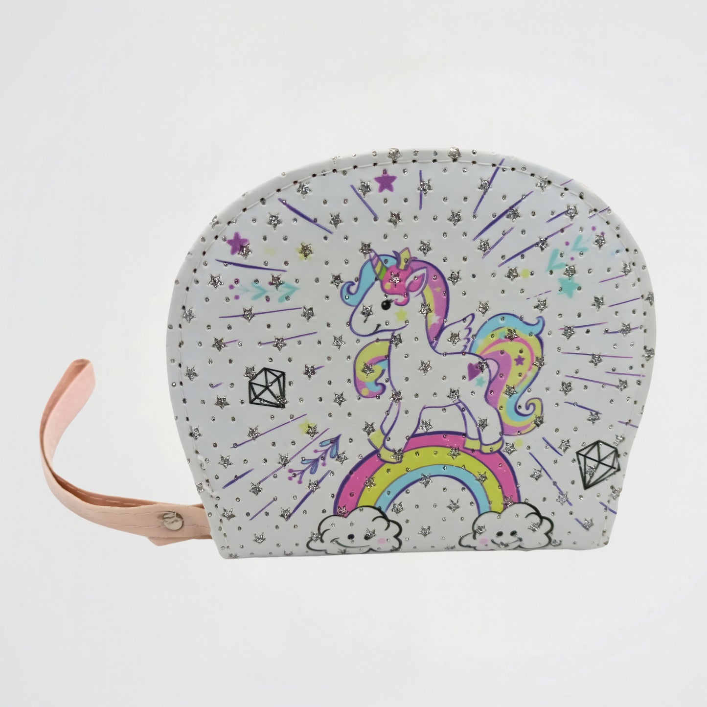 Unicorn Rainbow Light Blue Oval Zipper Wallet