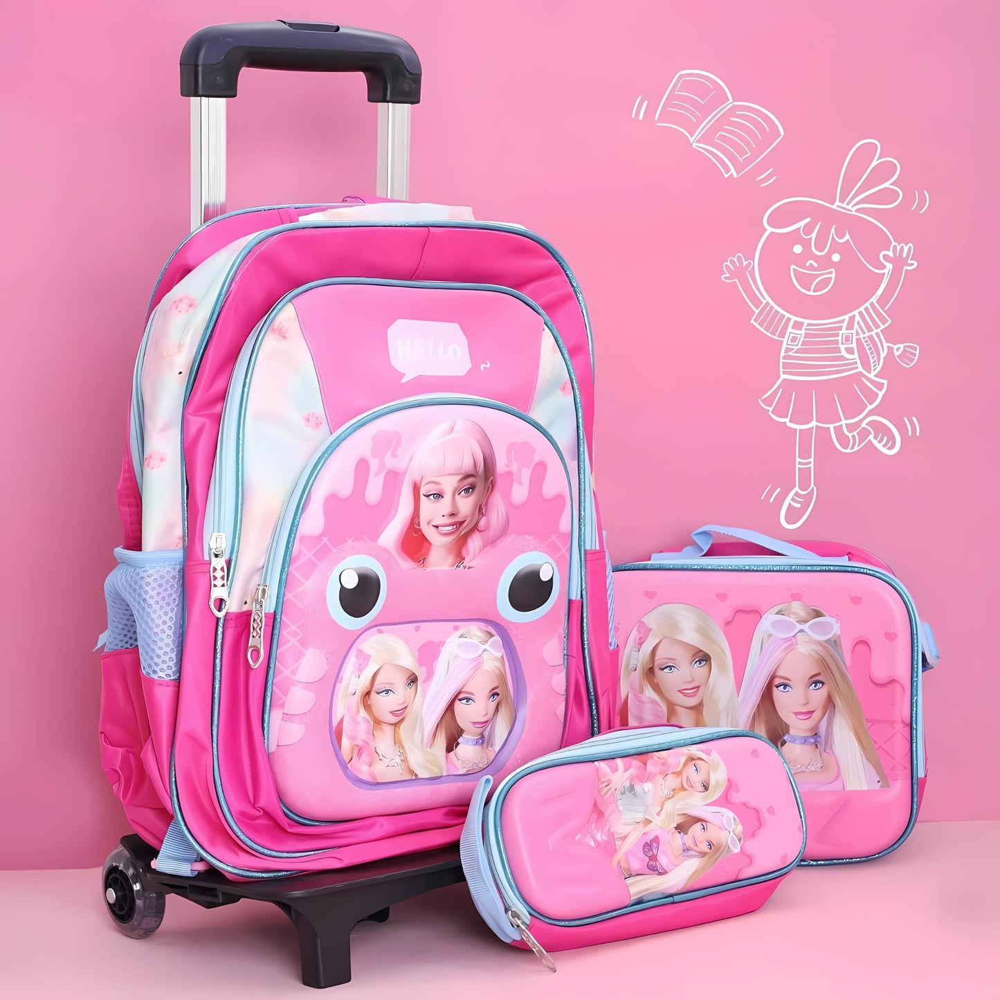 Barbie Backpack/Trolley Bag School Set (Model 5)