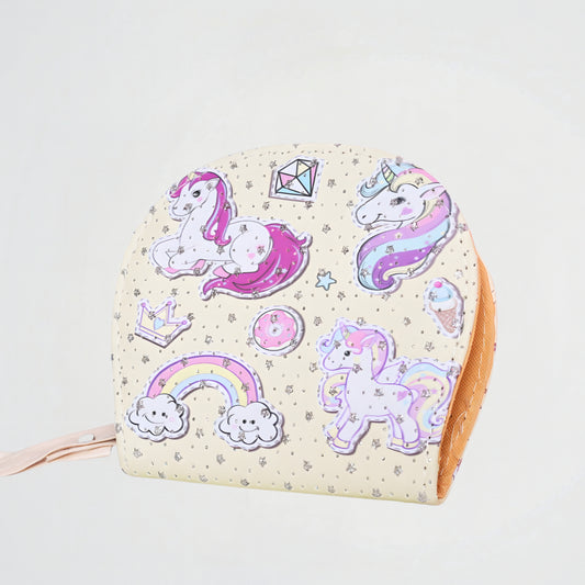 Unicorn Pattern Yellow Oval Zipper Wallet
