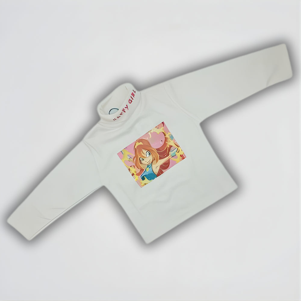 Kim Possible White Fleece Roll Neck Pullover