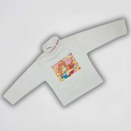 Kim Possible White Fleece Roll Neck Pullover