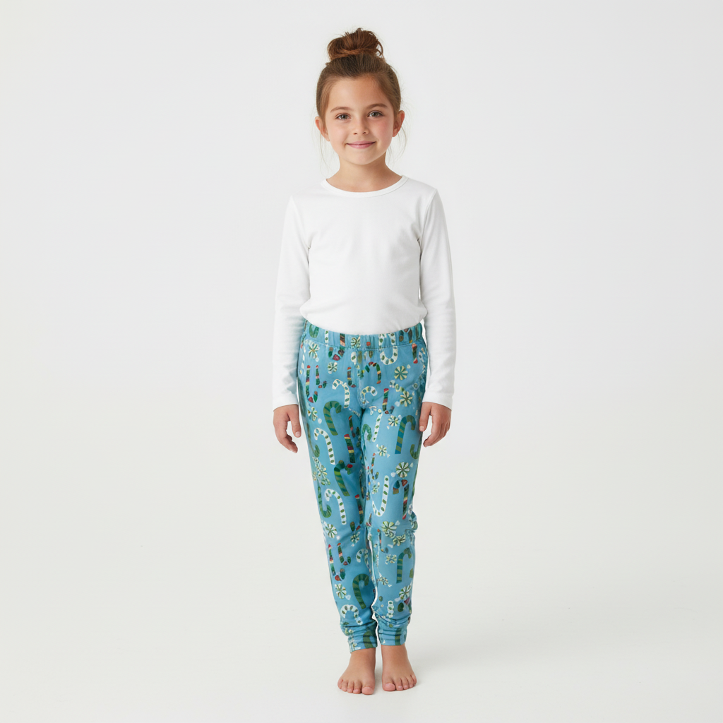 Candy Cane Light Blue Fleece Pyjama Pants