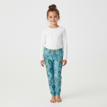 Candy Cane Light Blue Fleece Pyjama Pants