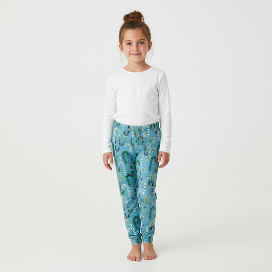 Candy Cane Light Blue Fleece Pyjama Pants