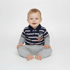 Mickey Mouse Striped Navy/Grey Cotton T-Shirt