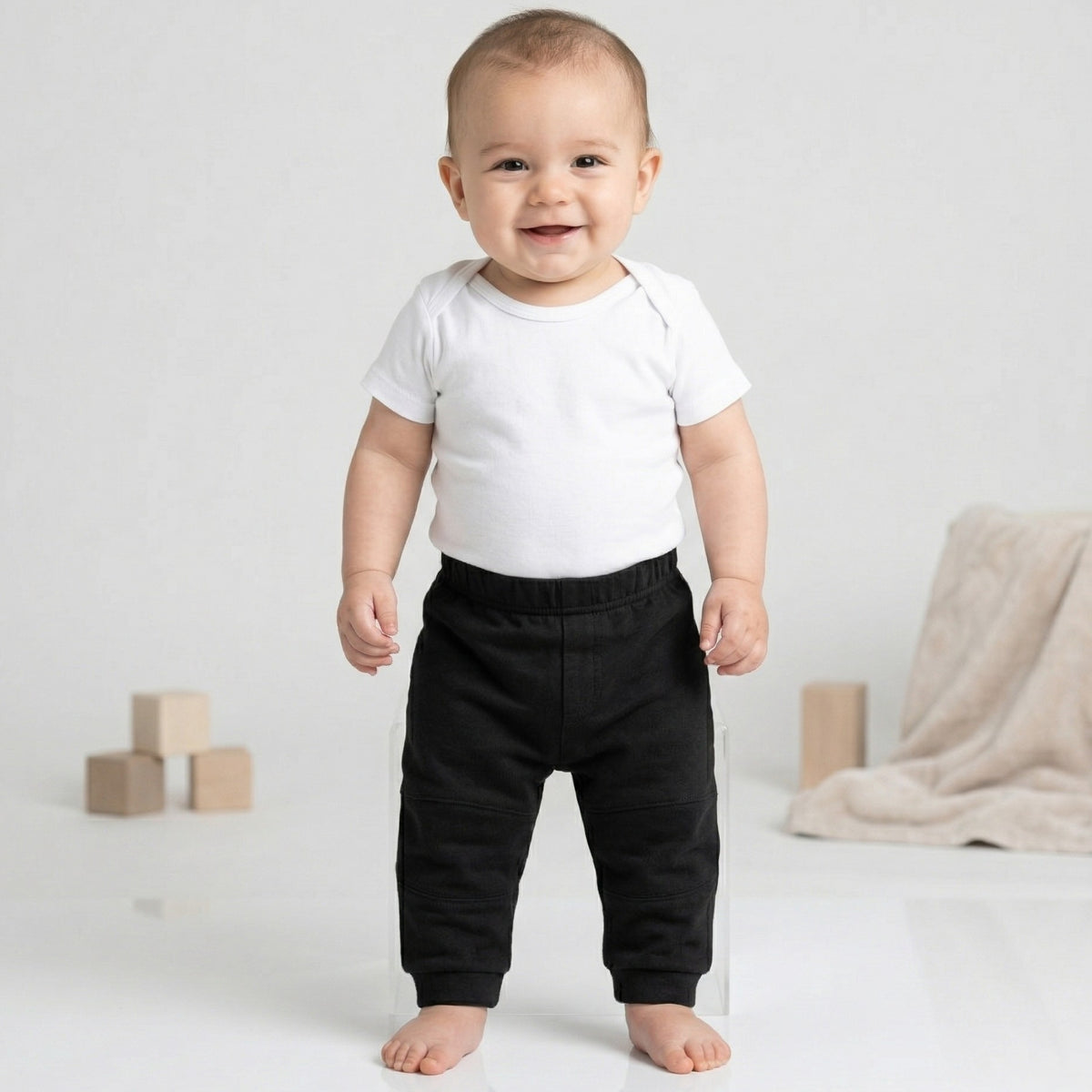 Miniwear Black Cotton Sweat Pants