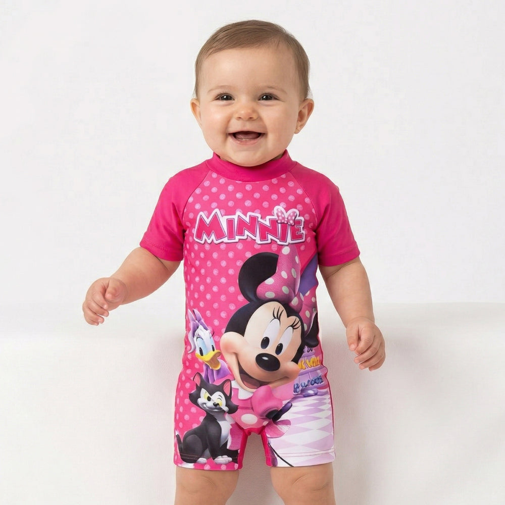 Minnie Mouse & Daisy Fuchsia Rash Guard Swimsuit