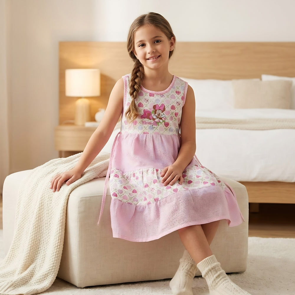 Minnie Mouse Hearts Light Pink Cotton Sleeping Dress