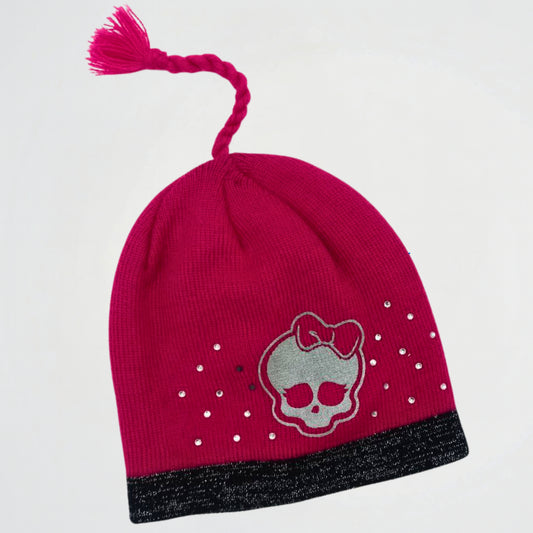 Cute Skull Pattern Fuchsia Fleece Ice Cap