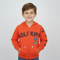 Orange Cotton Zipper Jacket