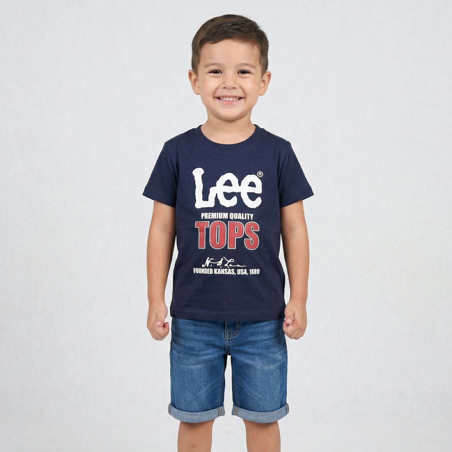 Printed Navy Cotton T-Shirt
