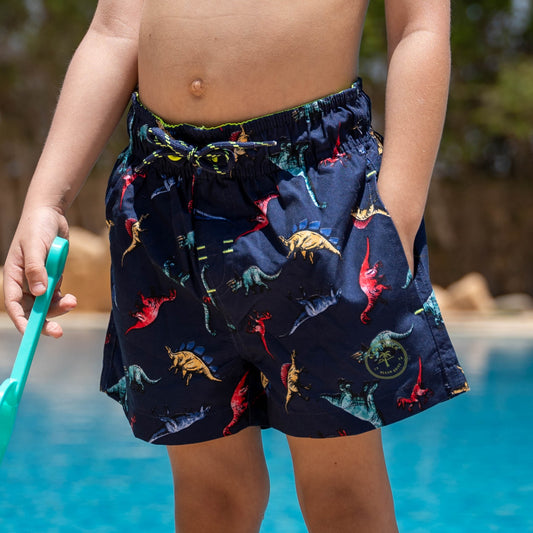 Dinosaur Navy Microfiber Swim Short