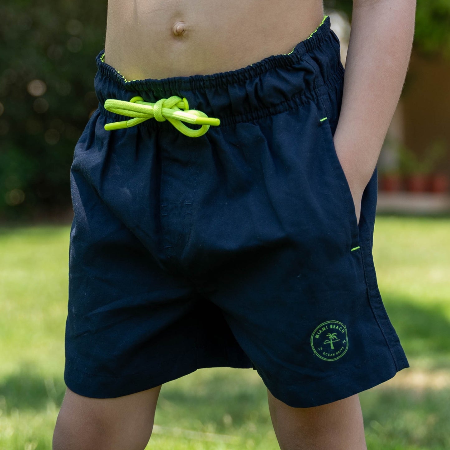 Miami Beach Basic Navy Microfiber Swim Short