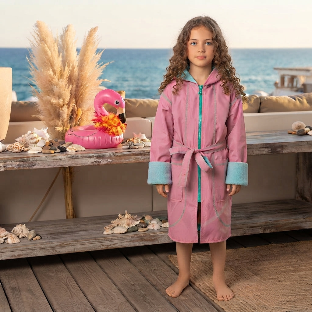 SP Light Pink & Turquoise Waterproof Swim Robe