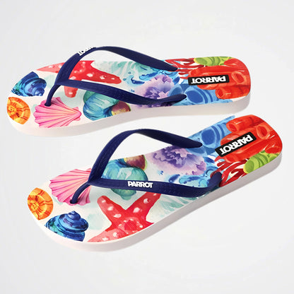 Parrot Sea Shells Blue Flipflop