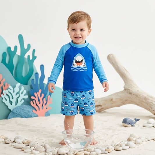 Shark Rash Guard Swim Set