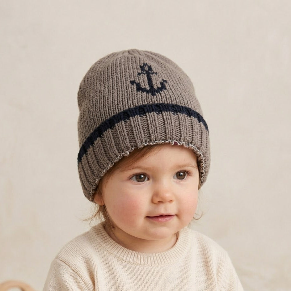 Ship Anchor Grey Wool Ice Cap