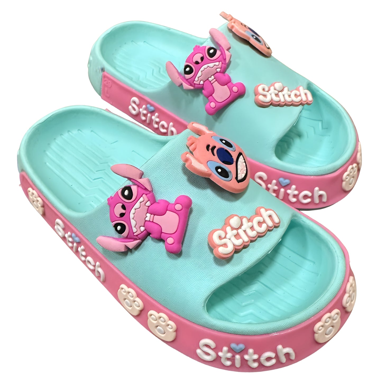 Stitch Turquoise/Pink Slides