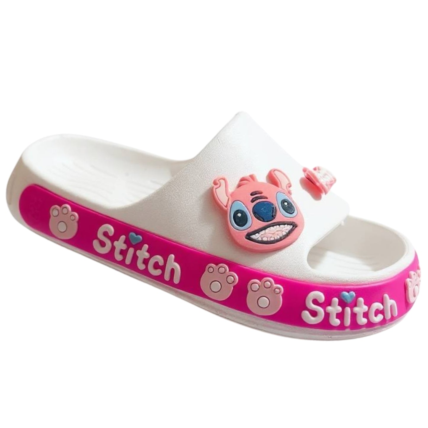 Stitch White/Pink Slides