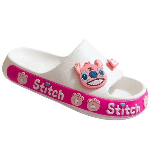 Stitch White/Pink Slides