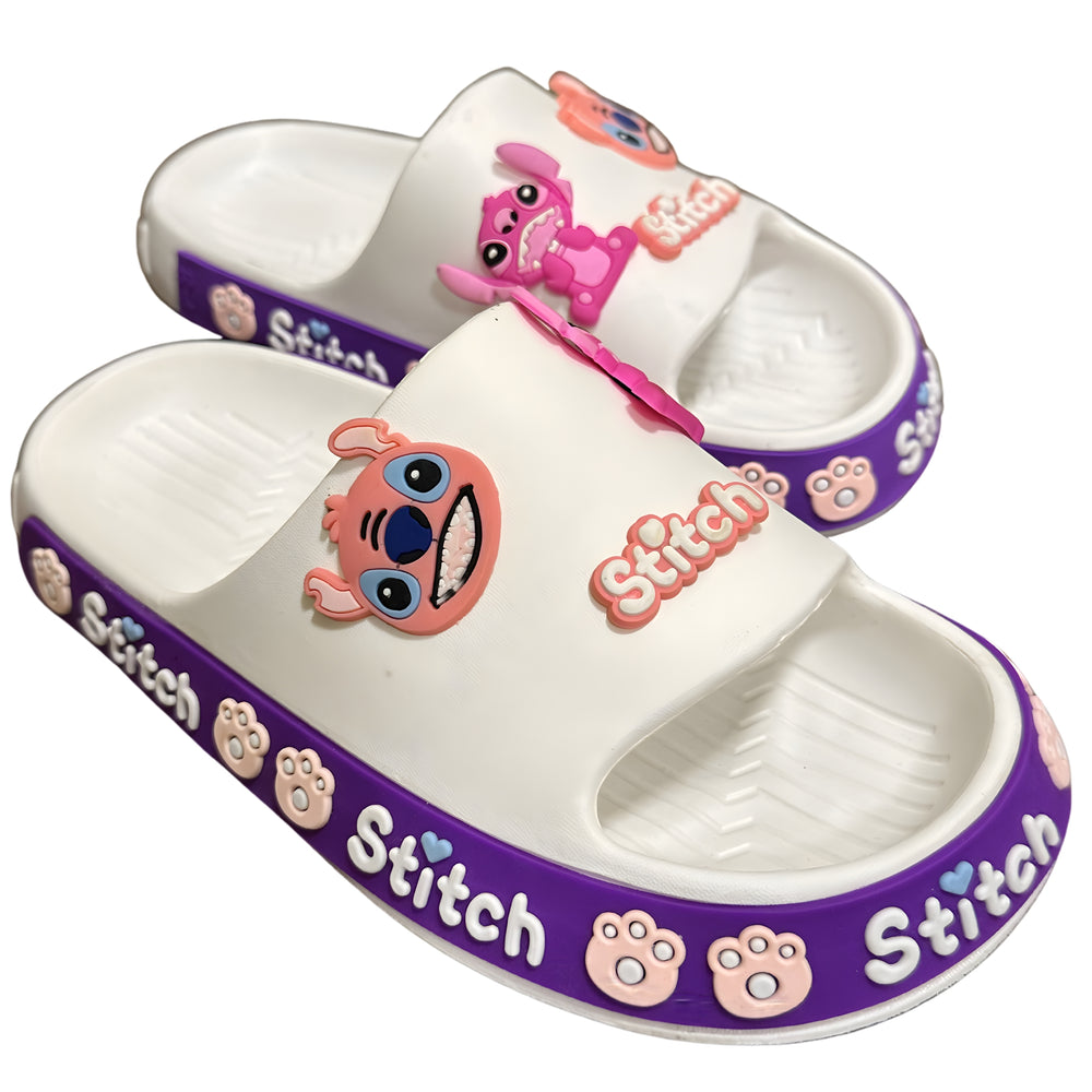 Stitch White/Purple Slides