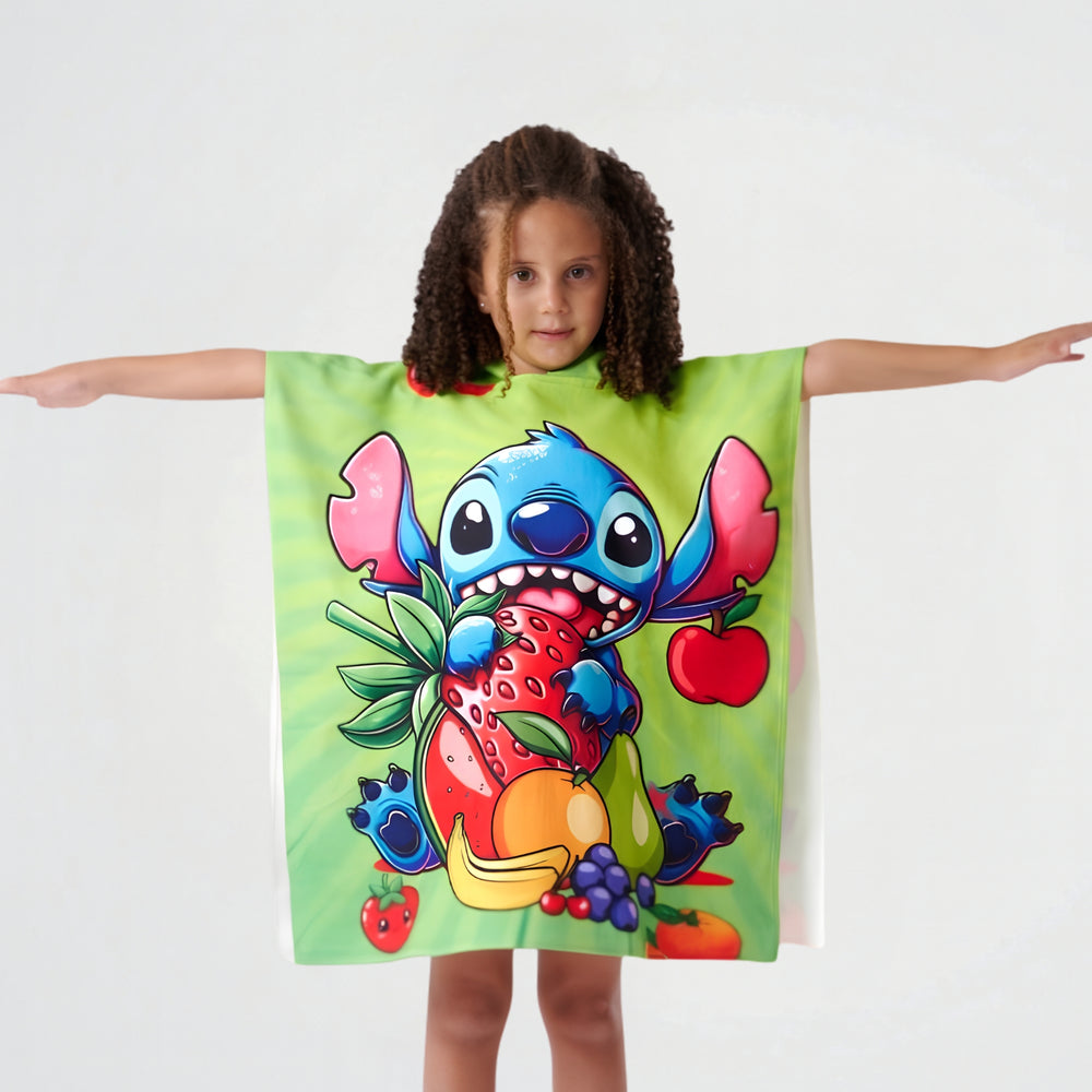 Stitch And Fruits Microfiber Beach Poncho