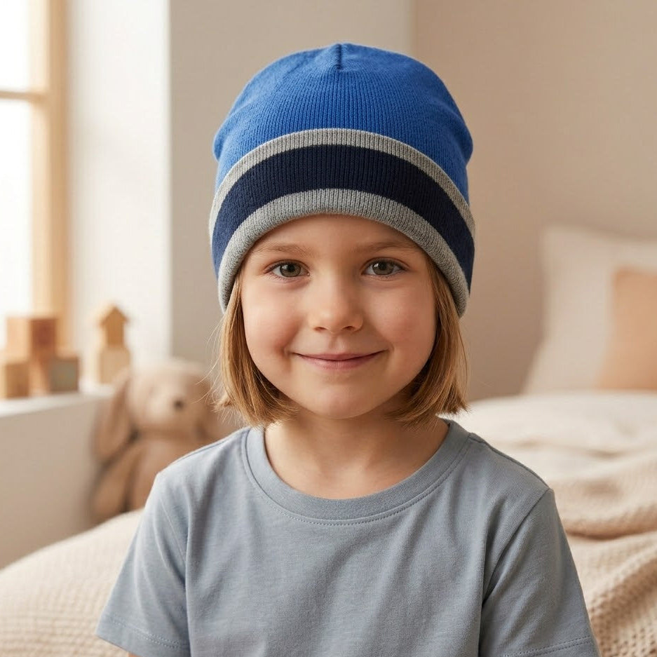 Striped Blue Fleece Ice Cap