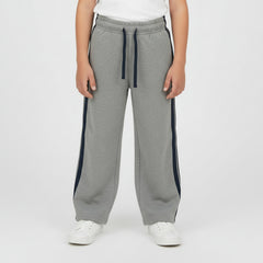 Striped Grey Cotton Wide Leg Sweat Pants