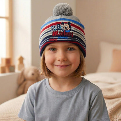 Striped Mickey Mouse Grey Fleece Ice Cap